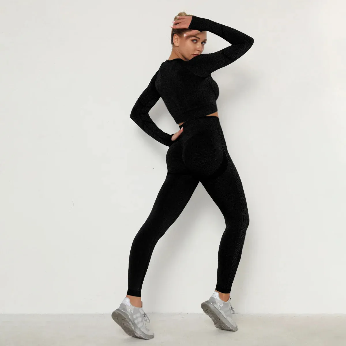 2 Pcs  Long Sleeve Yoga Sportswear Set