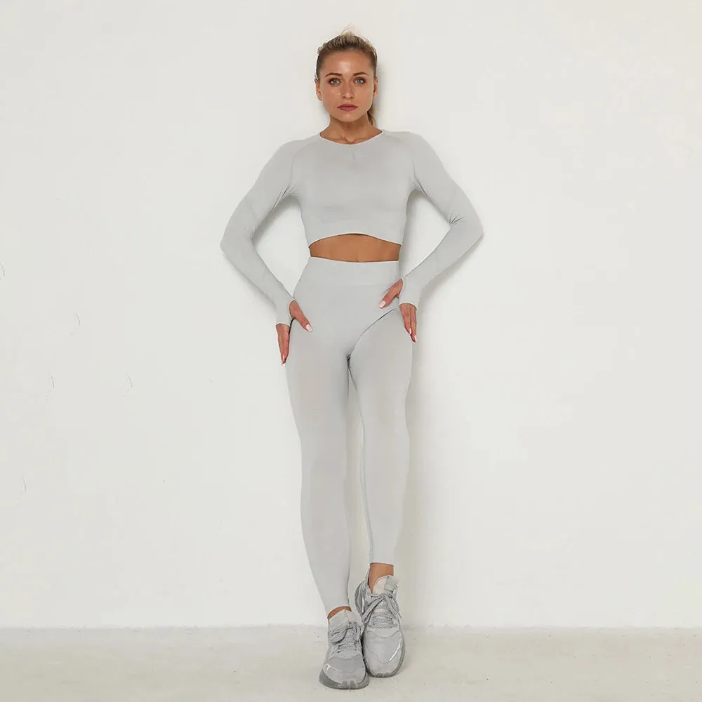 2 Pcs  Long Sleeve Yoga Sportswear Set