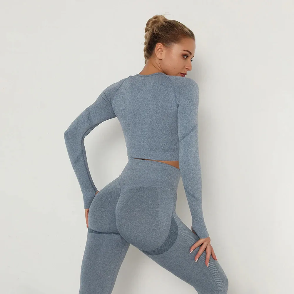 2 Pcs  Long Sleeve Yoga Sportswear Set