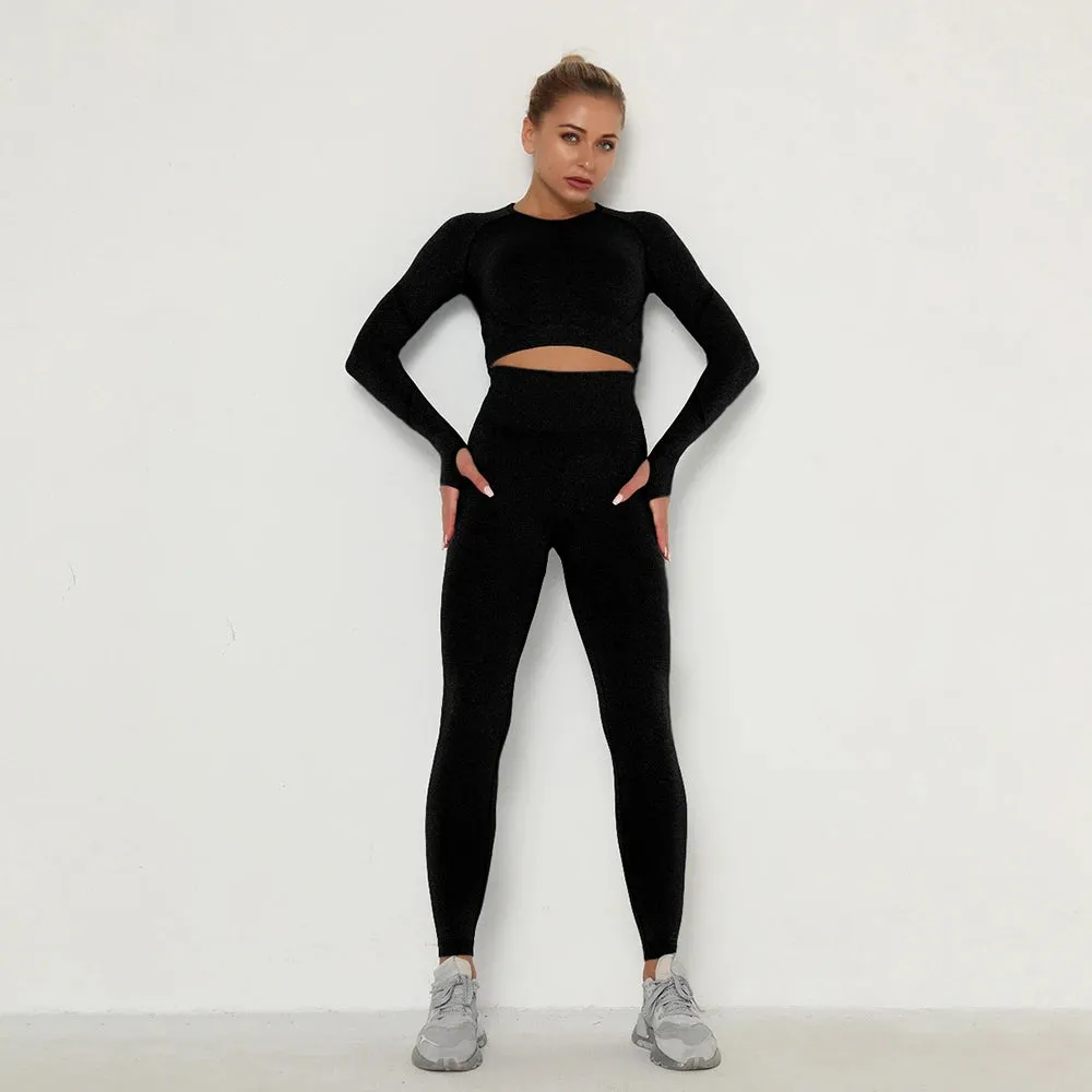 2 Pcs  Long Sleeve Yoga Sportswear Set