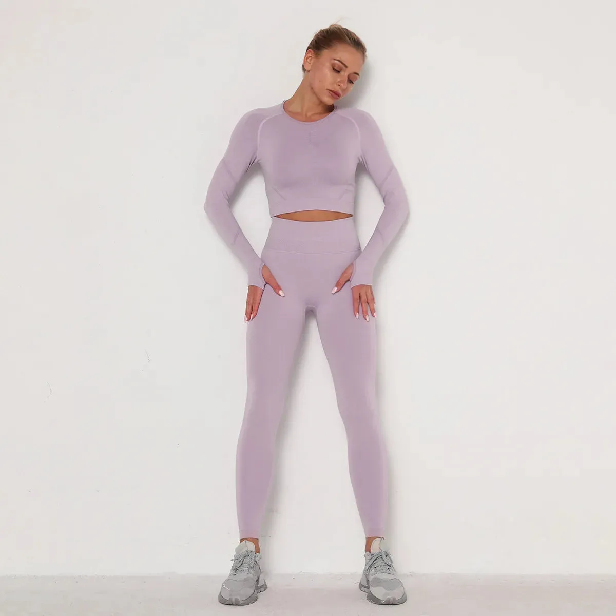 2 Pcs  Long Sleeve Yoga Sportswear Set