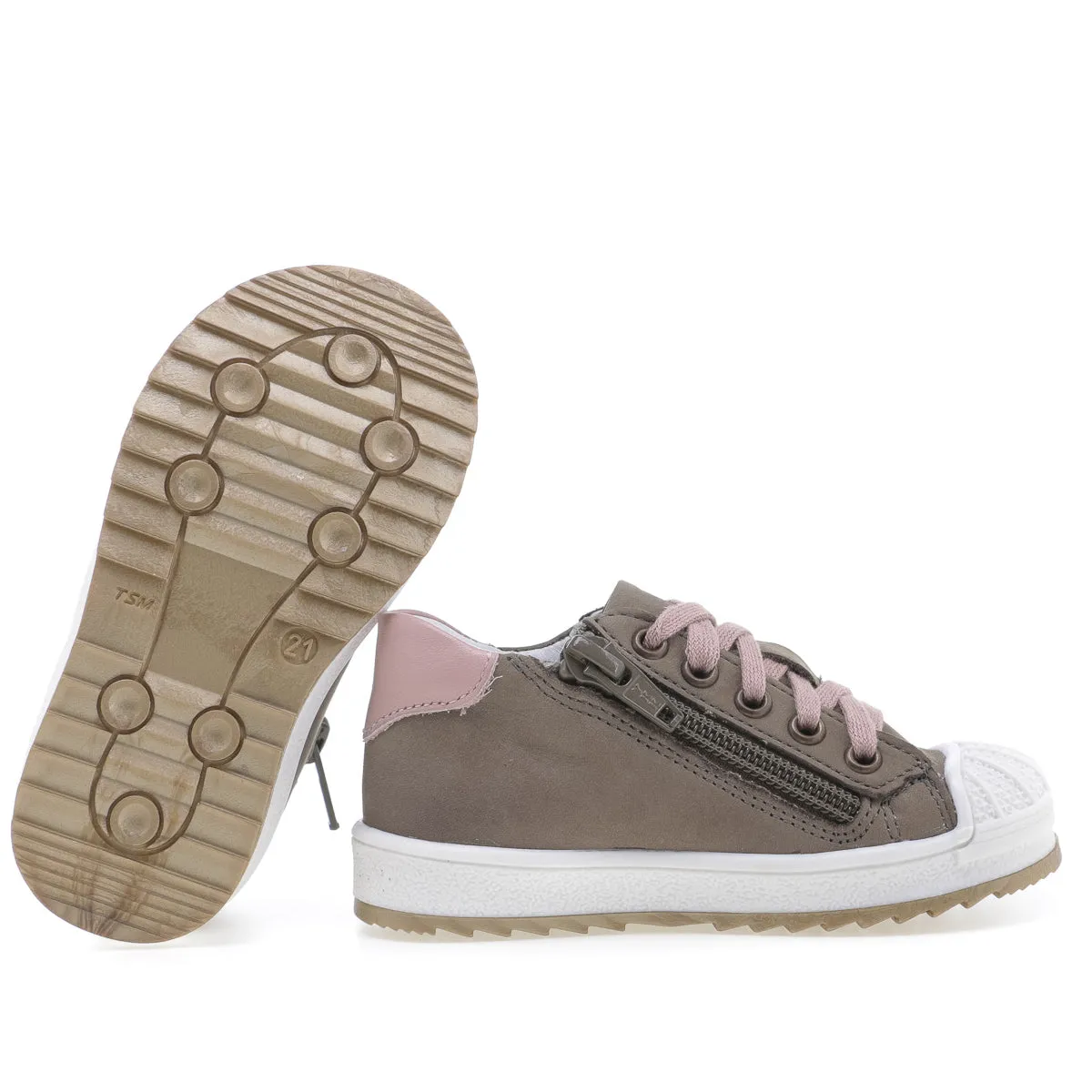 (2627A-27/2628A-27) Low Bumper Trainers khaki with Zipper