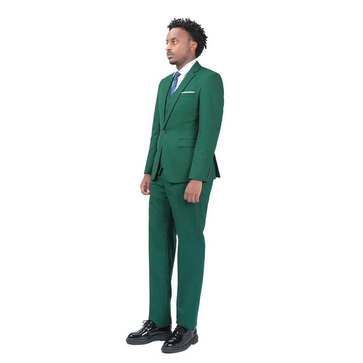 3-Piece One Button Formal Suit DarkCyan