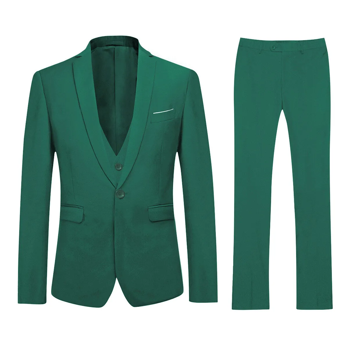 3-Piece One Button Formal Suit DarkCyan