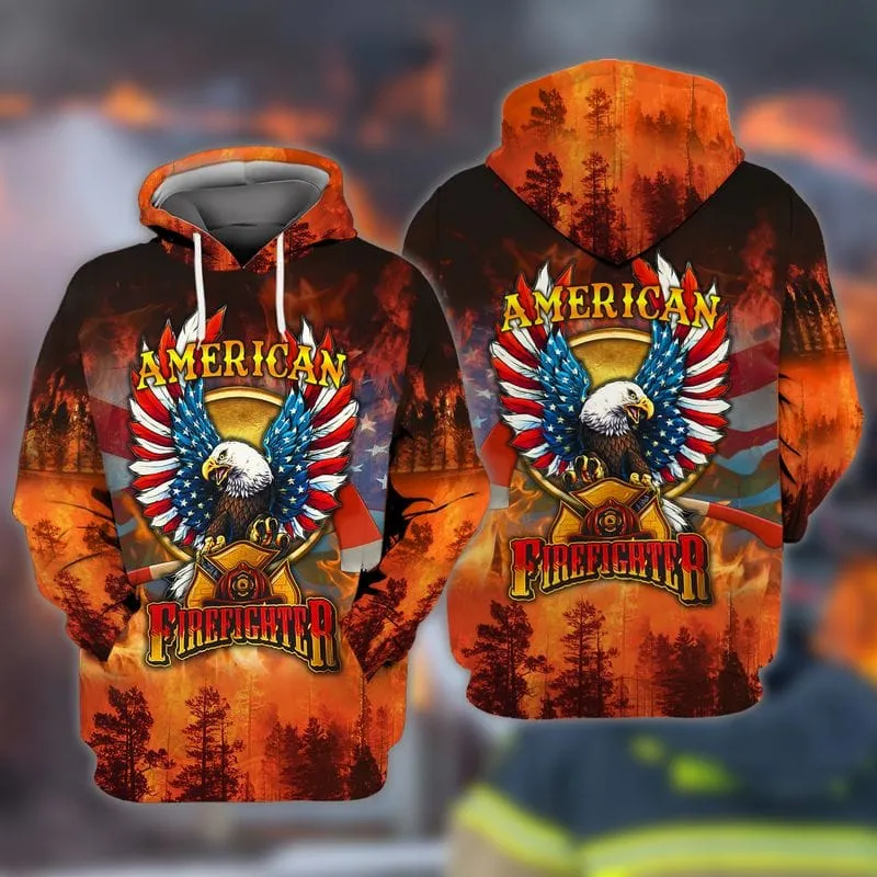 3D All Over Print American Firefighter, Forest Fire Extinguishing Shirt, Idea Gift for Firefighter