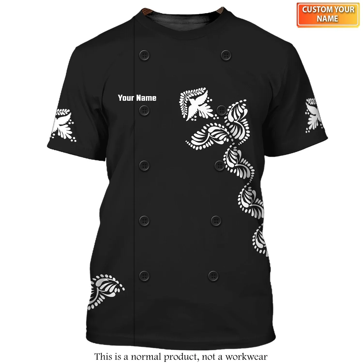 3D All Over Print Chef T-Shirt Floral Motifs Fashion Uniform T-shirt Color