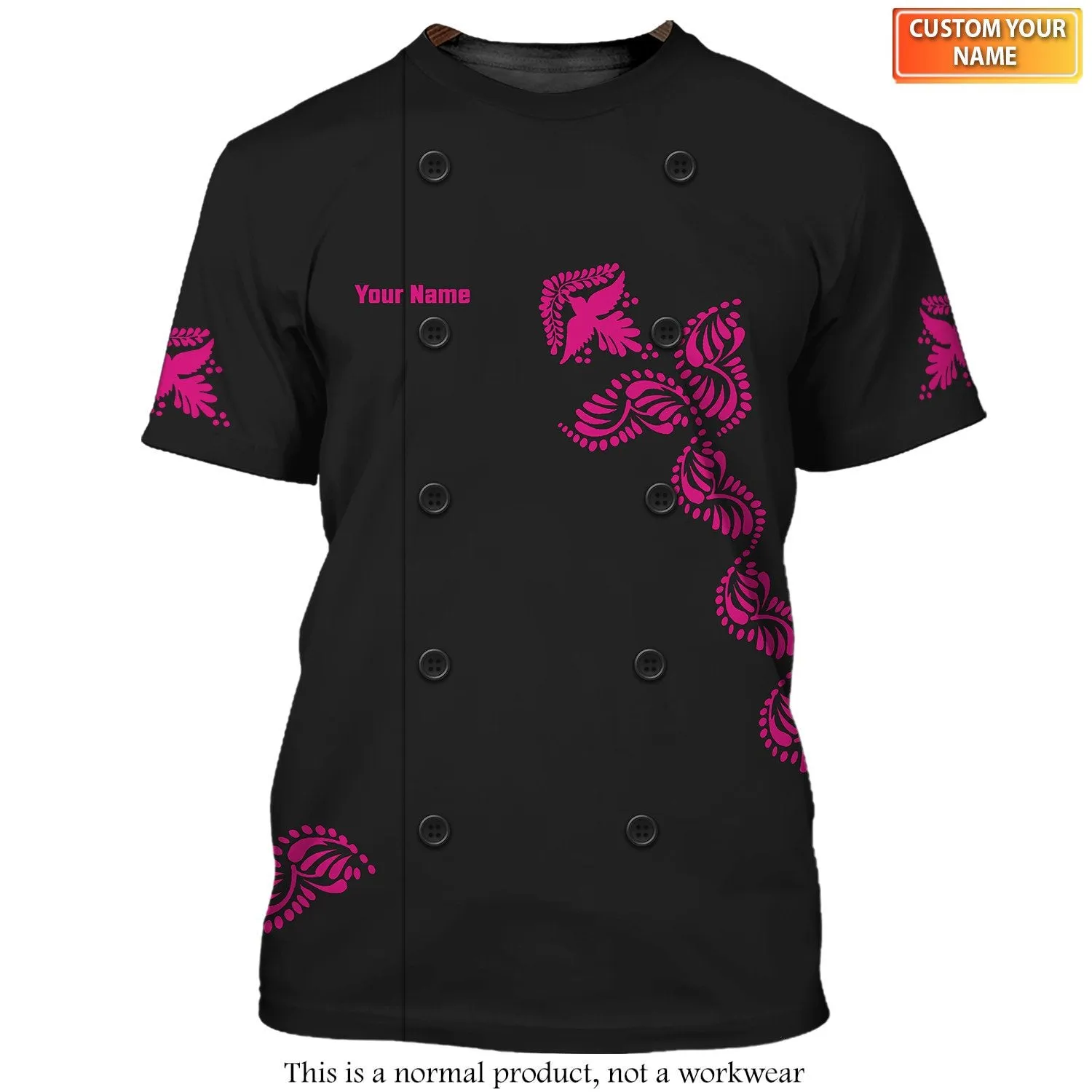 3D All Over Print Chef T-Shirt Floral Motifs Fashion Uniform T-shirt Color