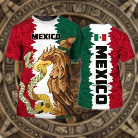 3D All Over Print Mexico T Shirt, Sublimation Mexico Eagle And Snake Shirts, Best Mexican Shirt