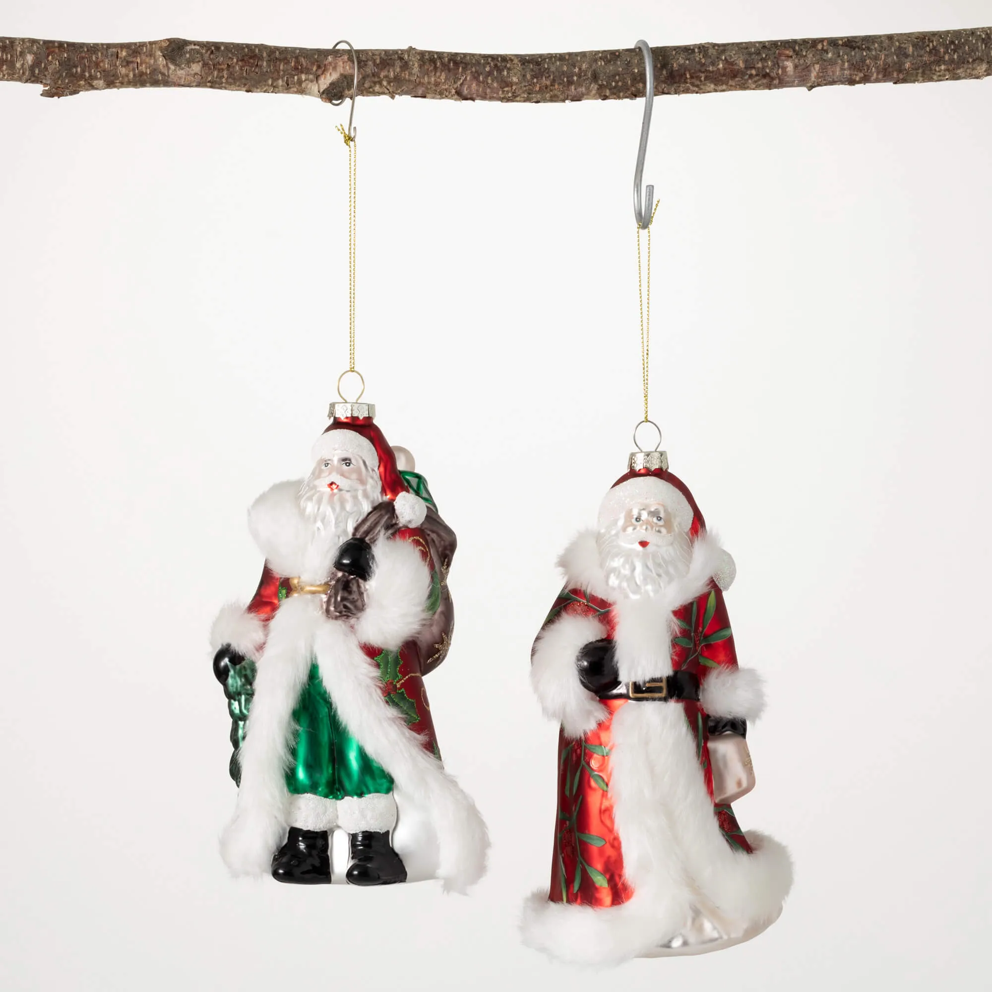 7.75"H and 8.25"H Sullivans Red Santa Ornament - Set of 2, Multicolored Christmas Ornaments