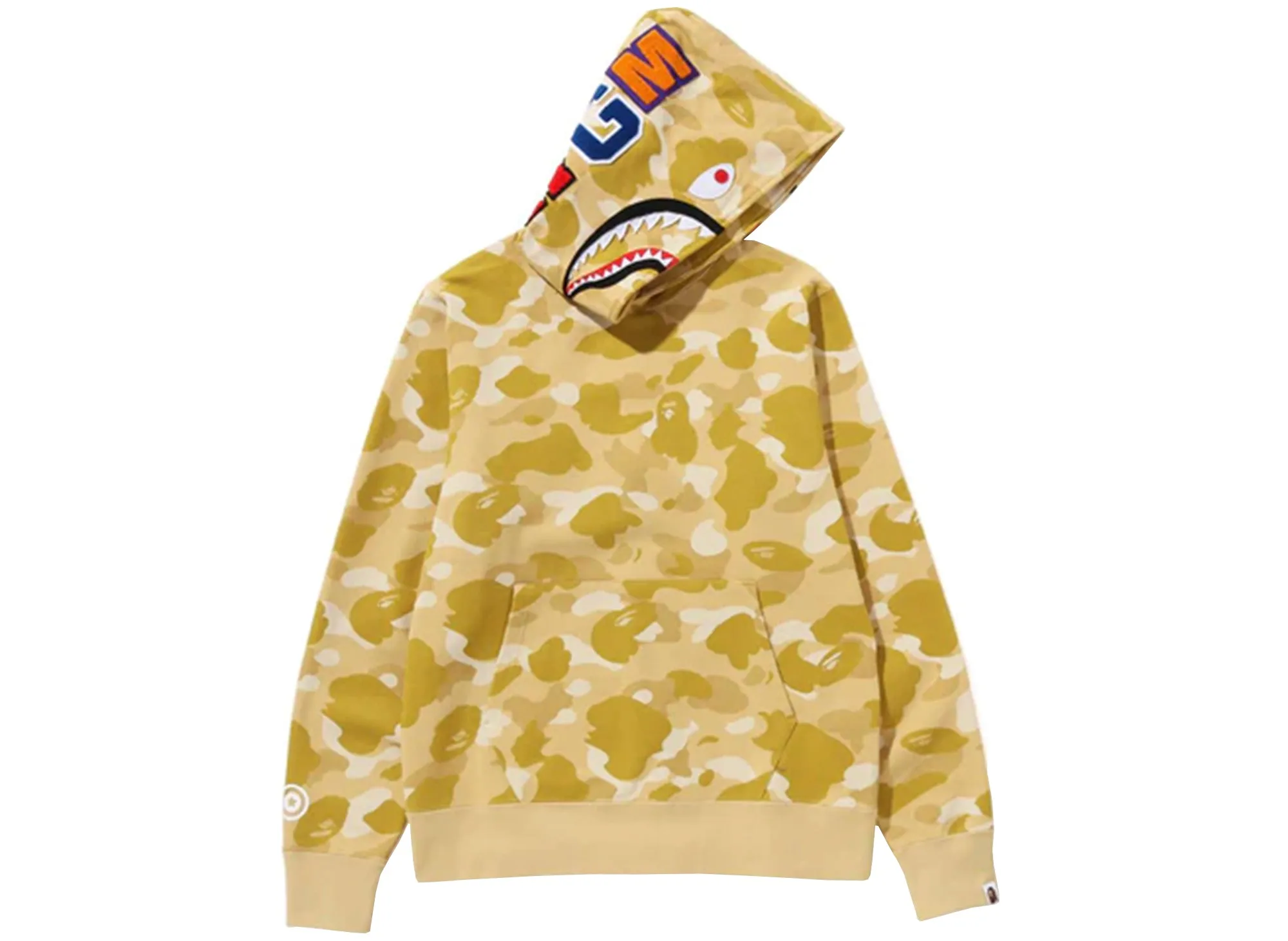 A Bathing Ape Color Camo Shark Pullover Hoodie in Yellow xld