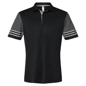 adidas Men's Black/Grey Three Striped Sleeve Sport Shirt