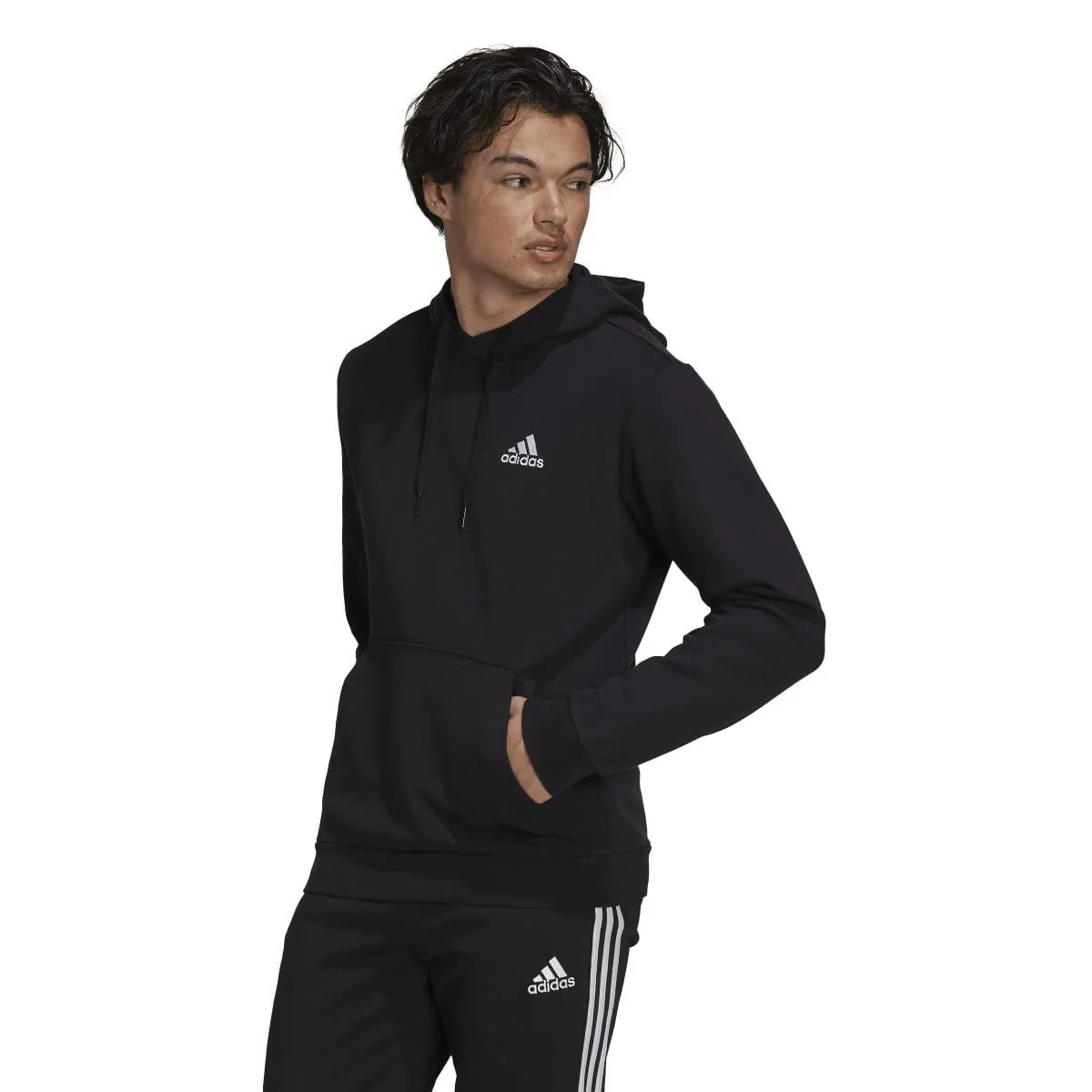 ADIDAS MEN'S ESSENTIALS FLEECE BLACK HOODIE