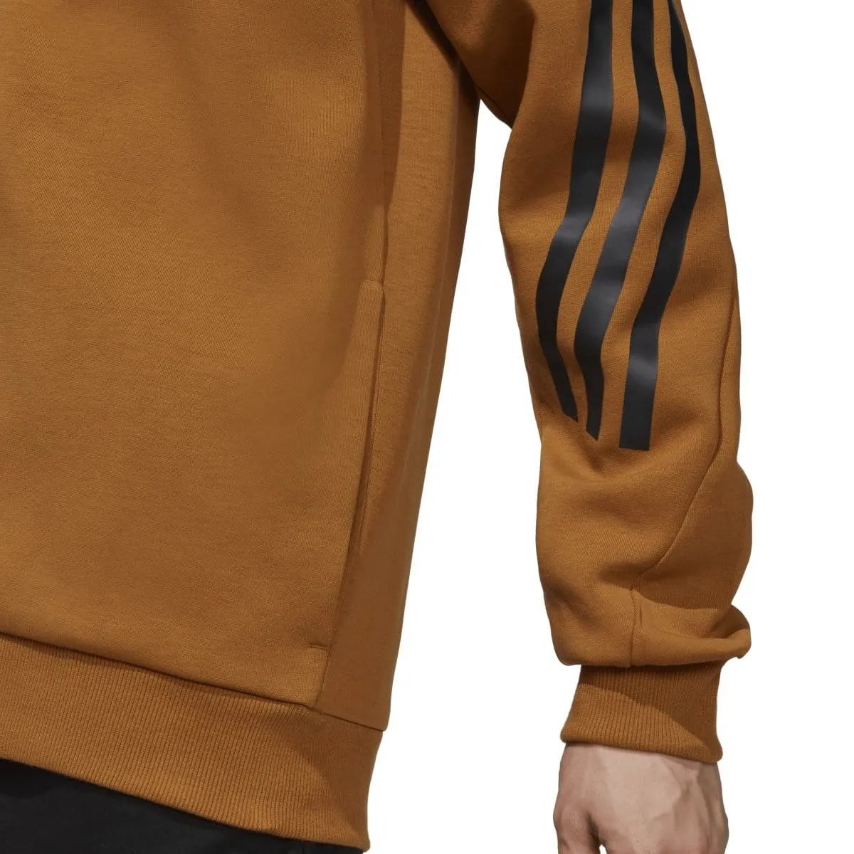 ADIDAS MEN'S FUTURE ICONS 3-STRIPES FULL-ZIP BRONZE HOODIE