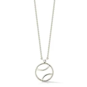 AF Jewelers - Tennis Ball Pendant Necklace with 1 Diamond, Sterling Silver