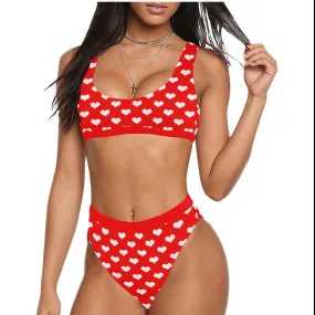 All Hearts Sport Top & High-Waist Bikini Swimsuit