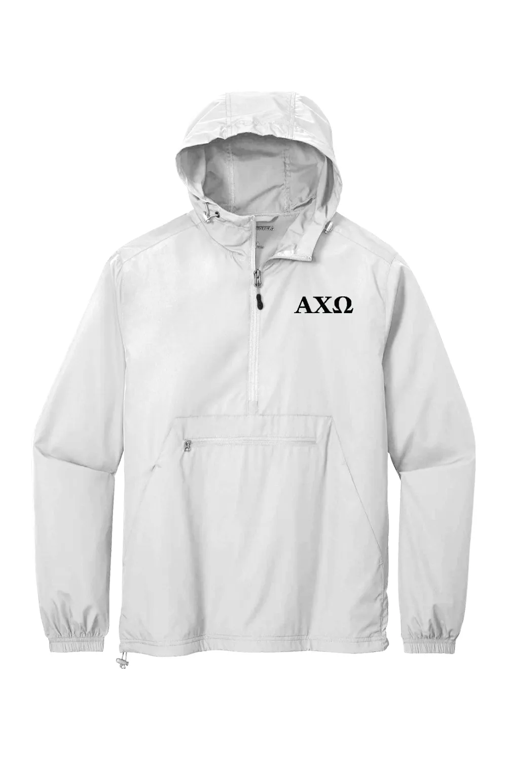 Alpha Chi Omega - Sport-Tek Packable Anorak - Black Embroidered Letters