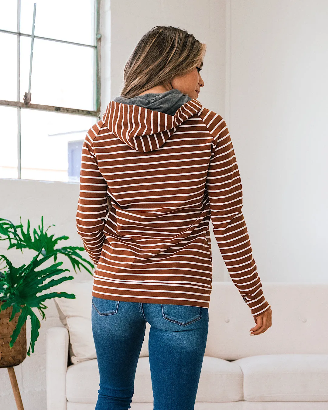 Ampersand Ave Line It Up DoubleHood Sweatshirt - Cinnamon FINAL SALE