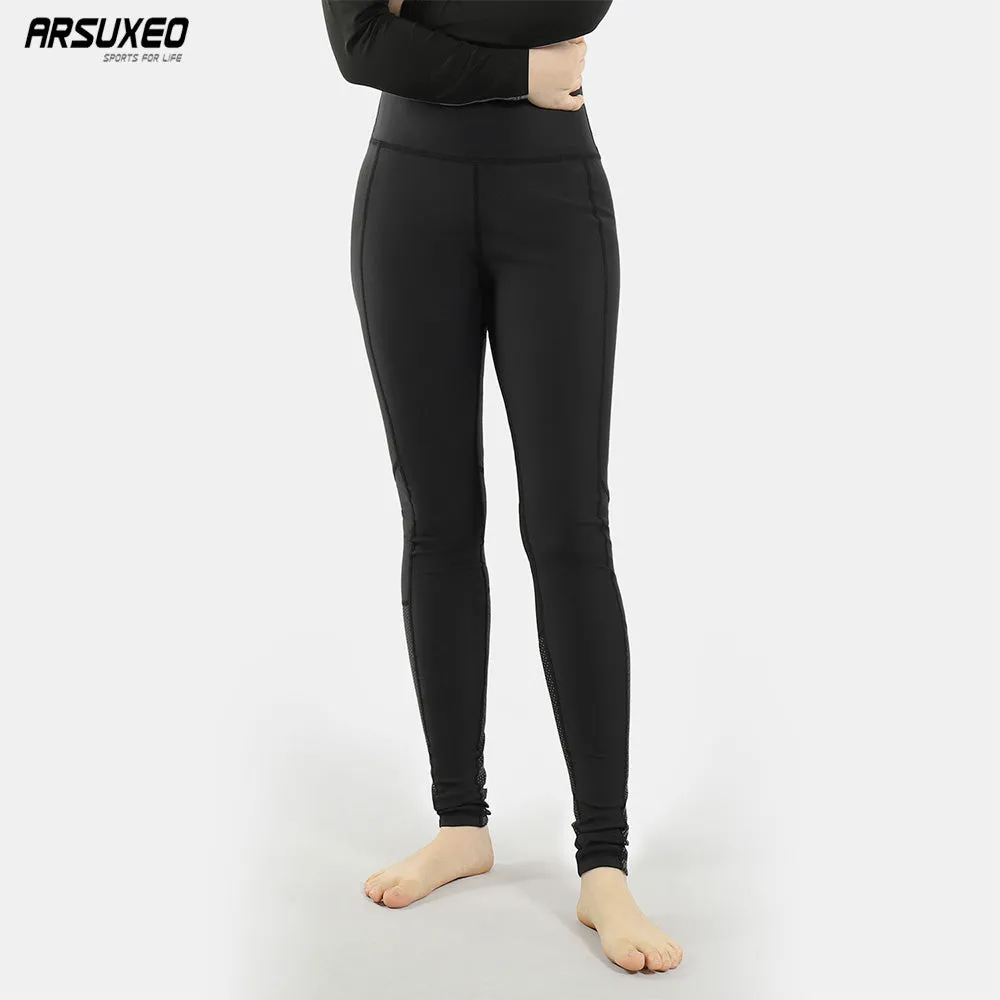 ARSUXEO Women's Active Running Pants Yoga Training Exercise Compression Tights Pants Fitness Legging Reflective P9016