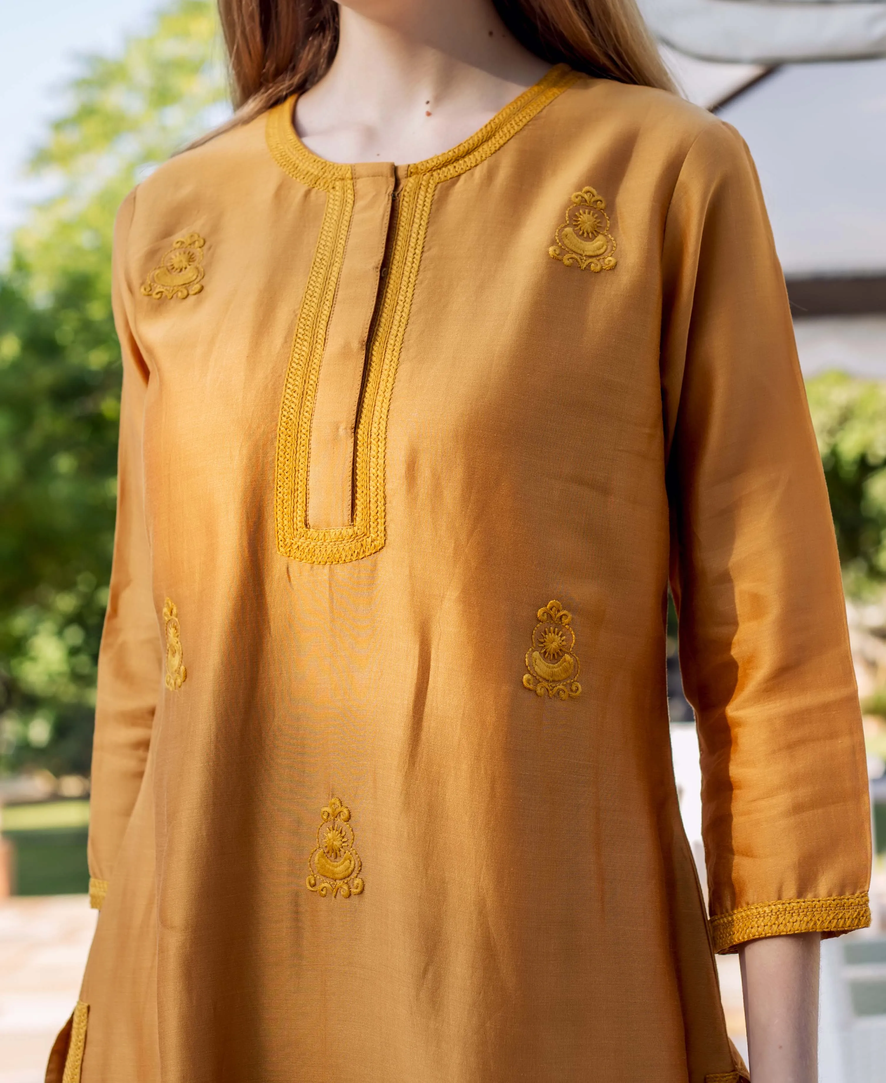 Autumn Rust Embroidered Kurta