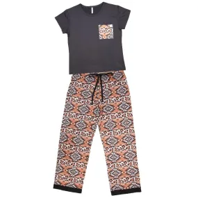 Aztec Leopard PJ Lounge Pajamas Set Top and Bottoms