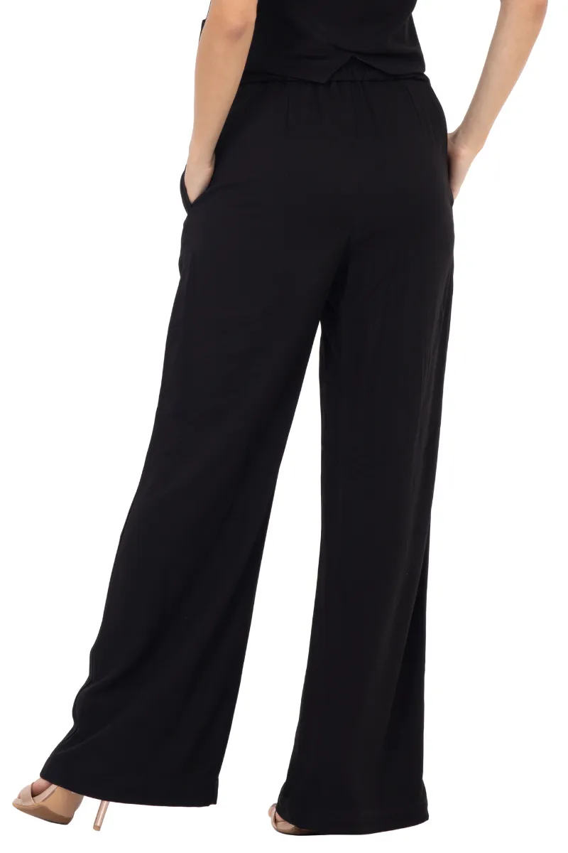 Black Wide Leg Women's Tailored Trousers