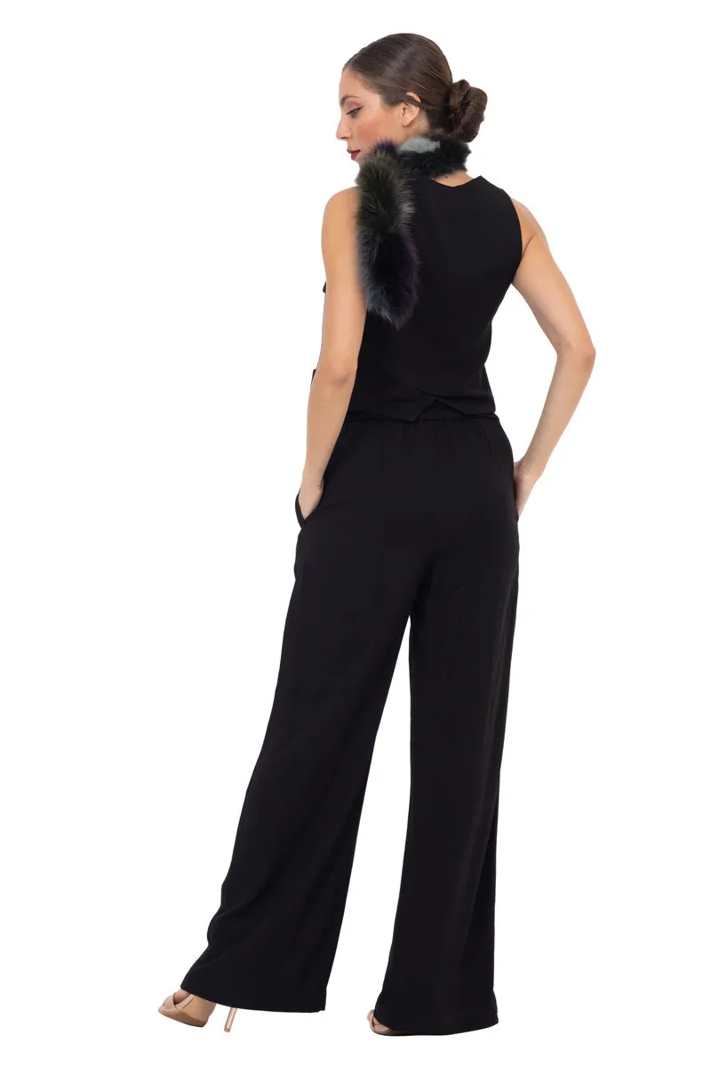 Black Wide Leg Women's Tailored Trousers