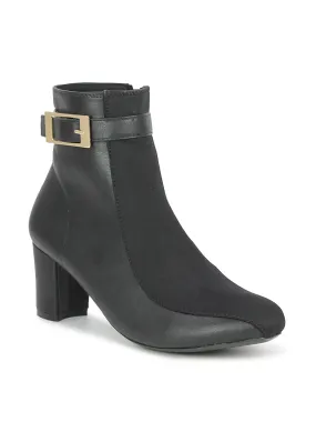 Block Heel Winter Wear Boots-Black