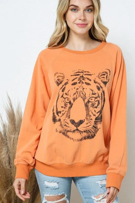 Blue B | French Terry Tiger Studded Star Graphic Sweatshirt