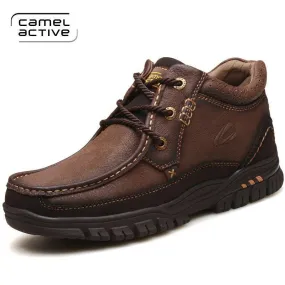 Camel Active New Hiking Shoes Men Cow Leather High Top Trekking Boots Sport Climbing Mountain Shoes Outdoor Walking