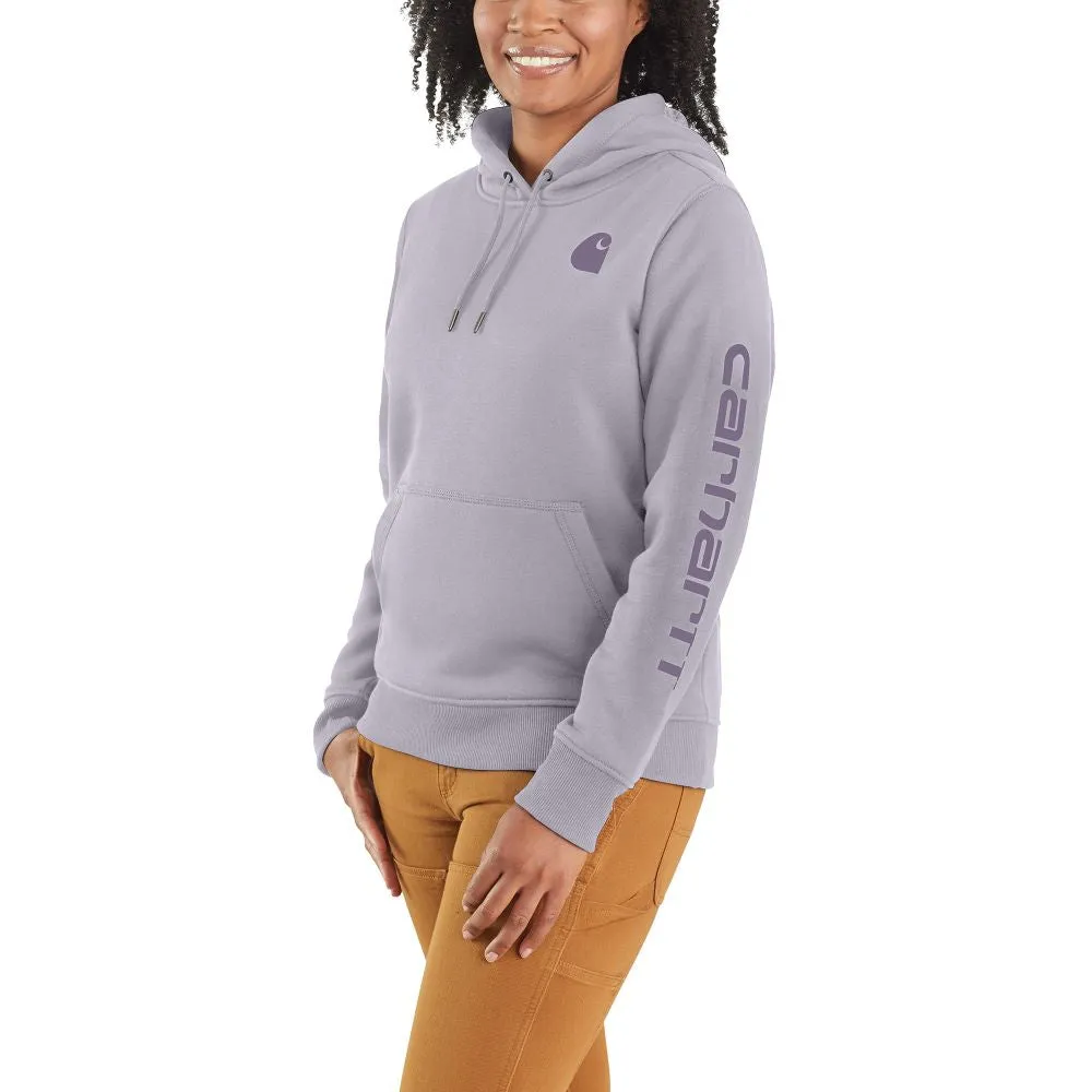 'Carhartt' Women's Clarksburg Sleeve Logo Hoodie - Lilac Haze