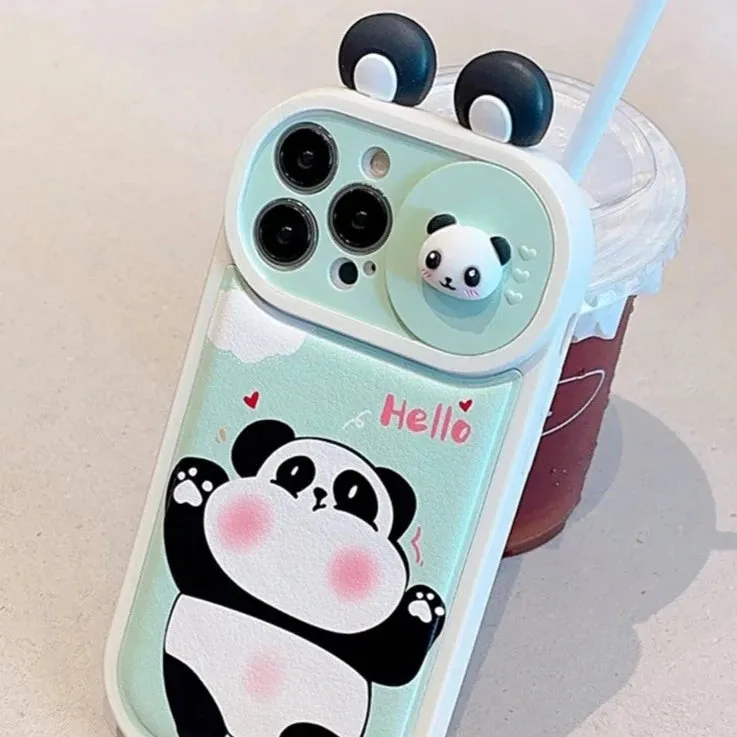 Cartoon 3D Ears Panda Cow Cute Phone Case For iPhone 11, 12, 13, 14, 15 Pro Max