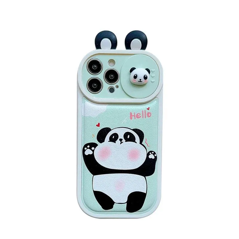 Cartoon 3D Ears Panda Cow Cute Phone Case For iPhone 11, 12, 13, 14, 15 Pro Max