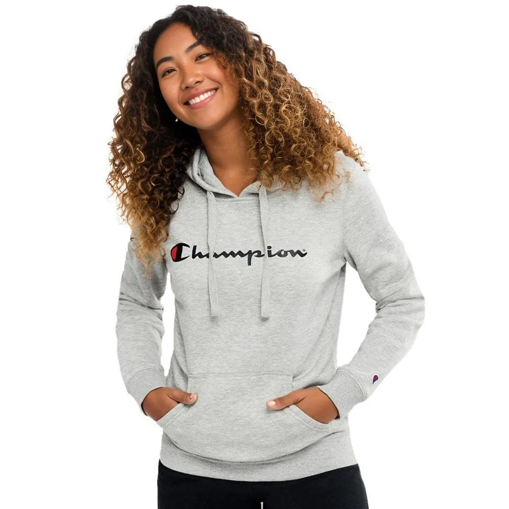 CHAMPION WOMEN'S SCRIPT OXFORD HEATHER GREY HOODIE