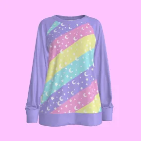 Cosmic Rainbow Women's Round Neck Raglan Sleeve Sweatshirt