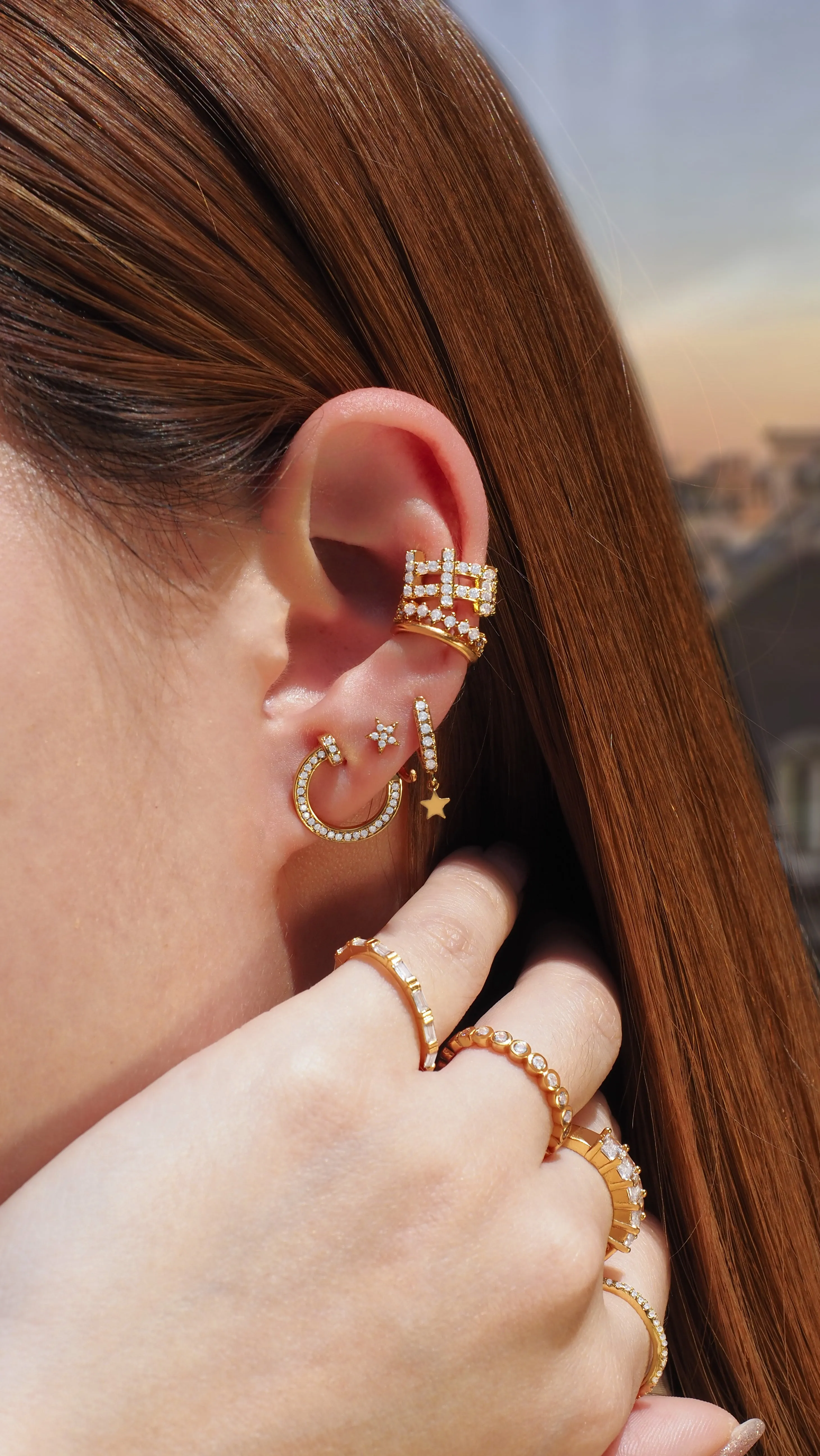 Crystal H Line Ear Cuff