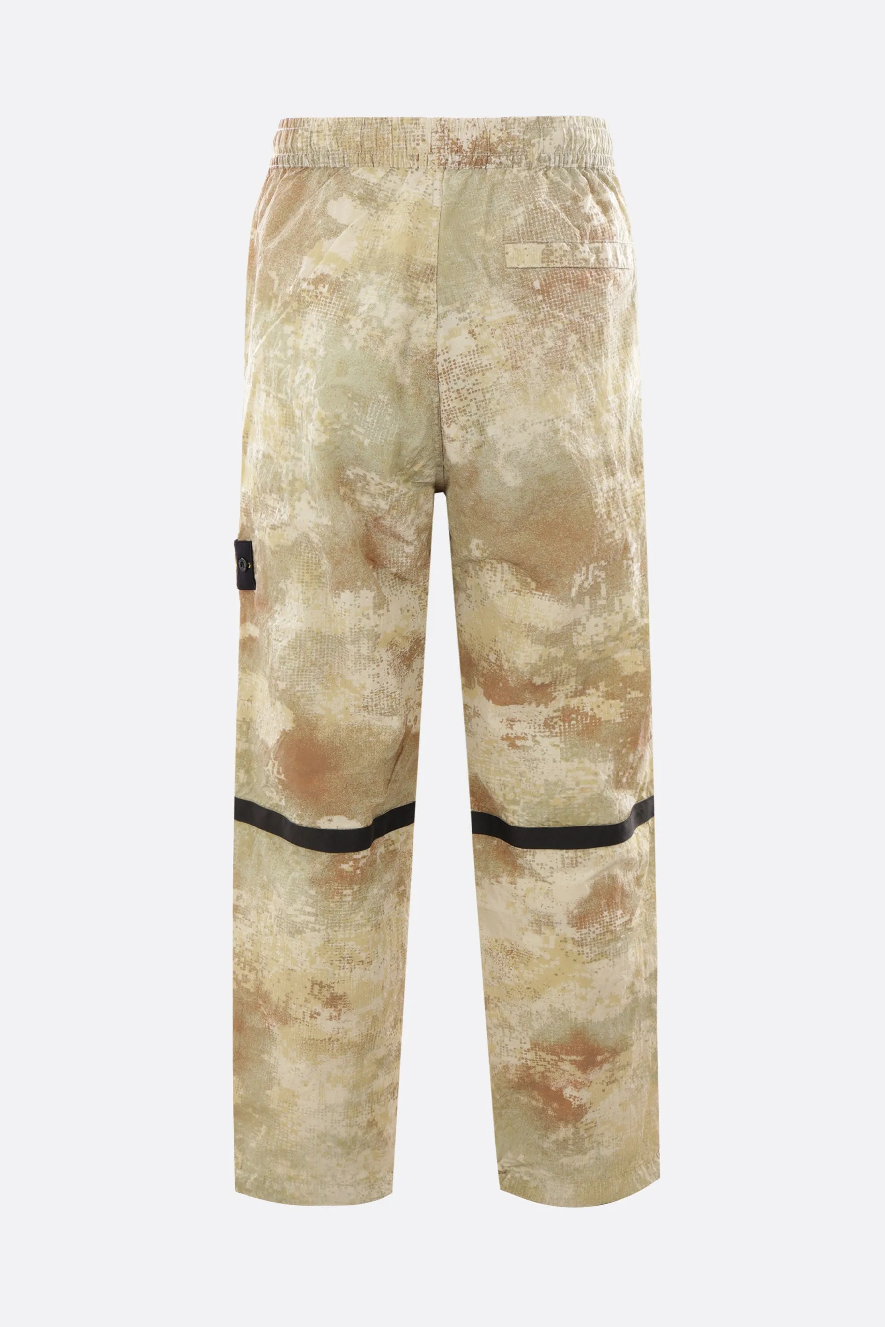 Econyl pants with Dissolving Grid Camo print