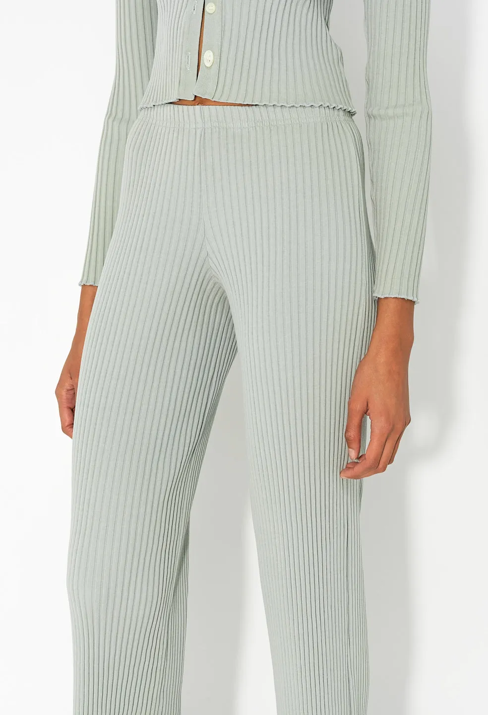 Ginza Rib Cropped Pant / Seafoam