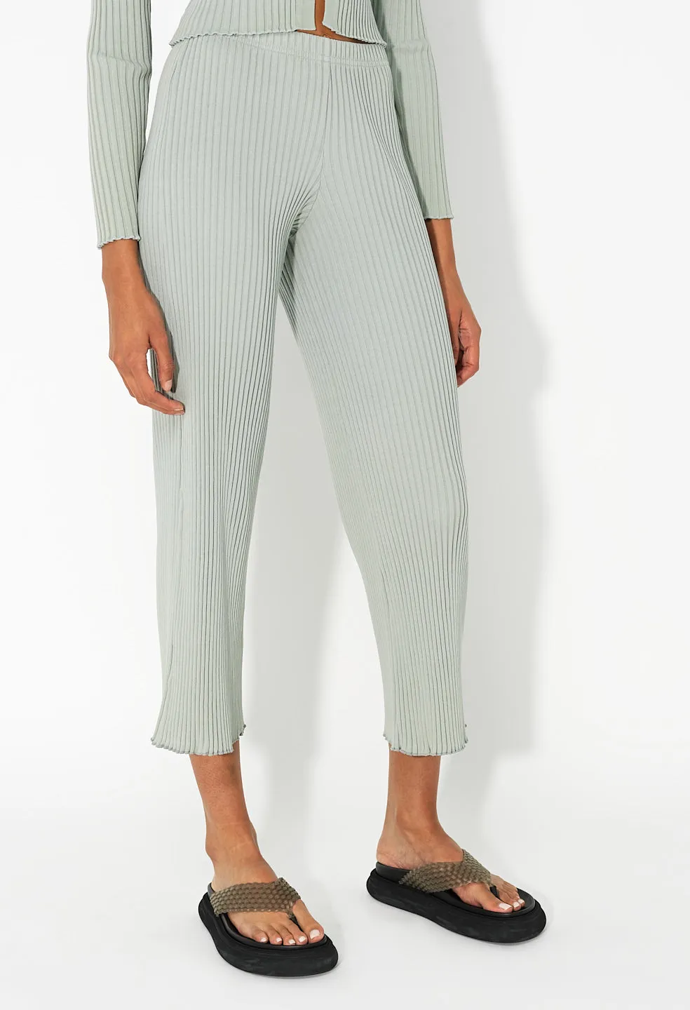 Ginza Rib Cropped Pant / Seafoam