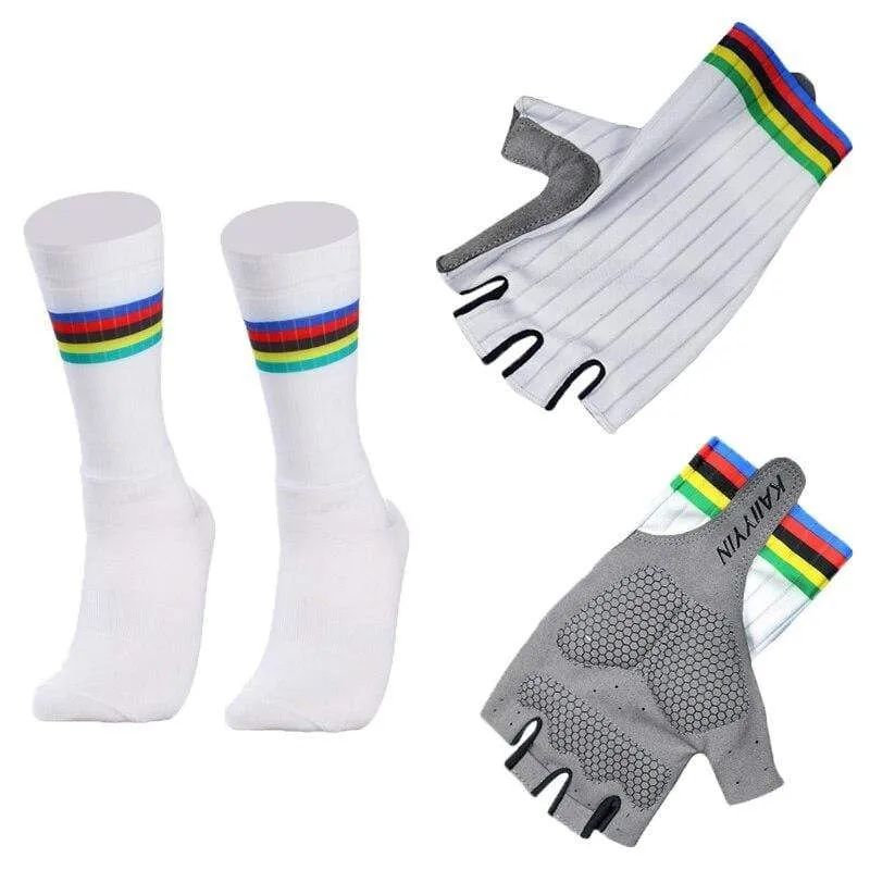 Aero Bike Team Cycling Gloves and Socks Combined Men Women Bike Gloves Socks Non-slip Calcetines Ciclismo Guantes Ciclismo