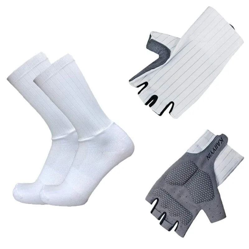 Aero Bike Team Cycling Gloves and Socks Combined Men Women Bike Gloves Socks Non-slip Calcetines Ciclismo Guantes Ciclismo