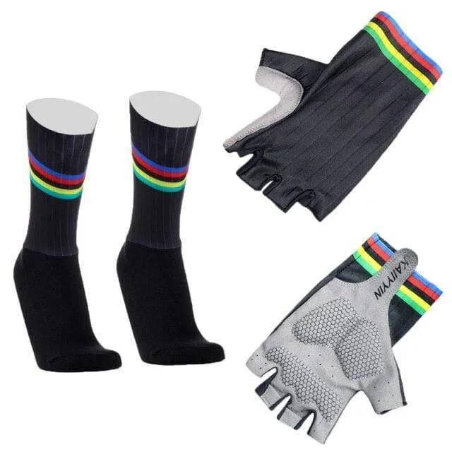 Aero Bike Team Cycling Gloves and Socks Combined Men Women Bike Gloves Socks Non-slip Calcetines Ciclismo Guantes Ciclismo