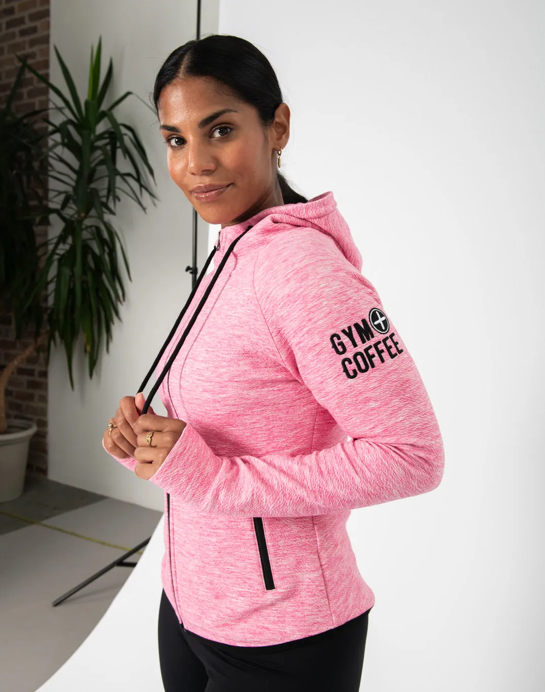 Gym Coffee Fleck Hoodie (Womens) - Pink