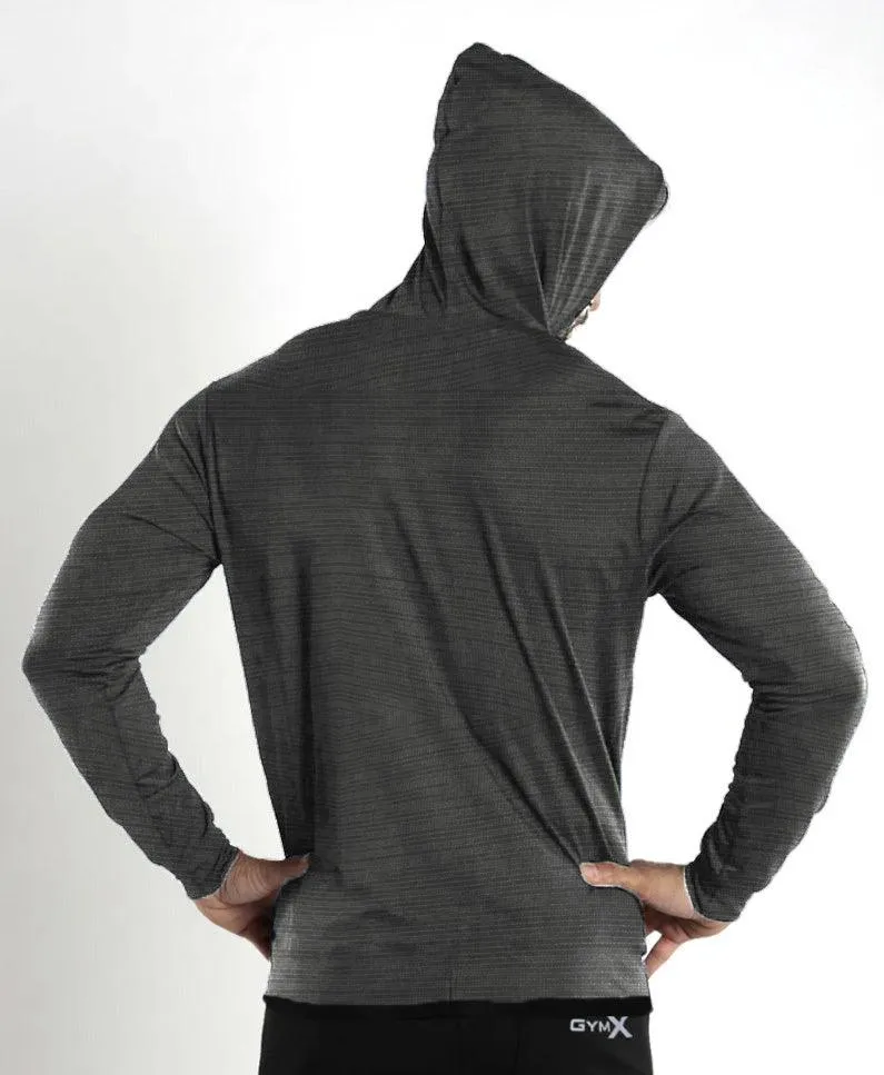 GymX Grey line pattern hoodie - Sale