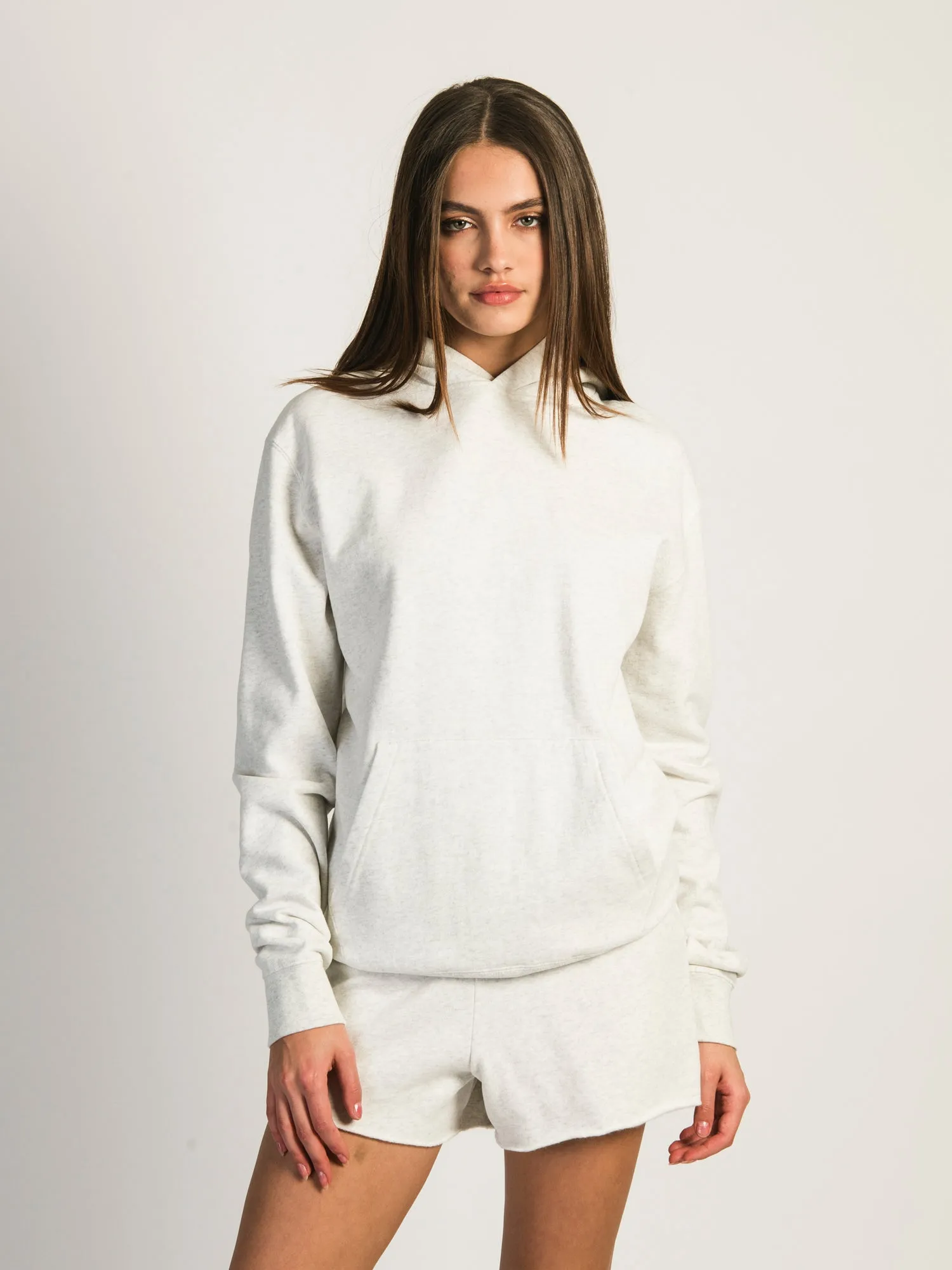 HARLOW HARLEY OVERSIZED MELANGE HOODIE - HEATHER CLOUD WHITE