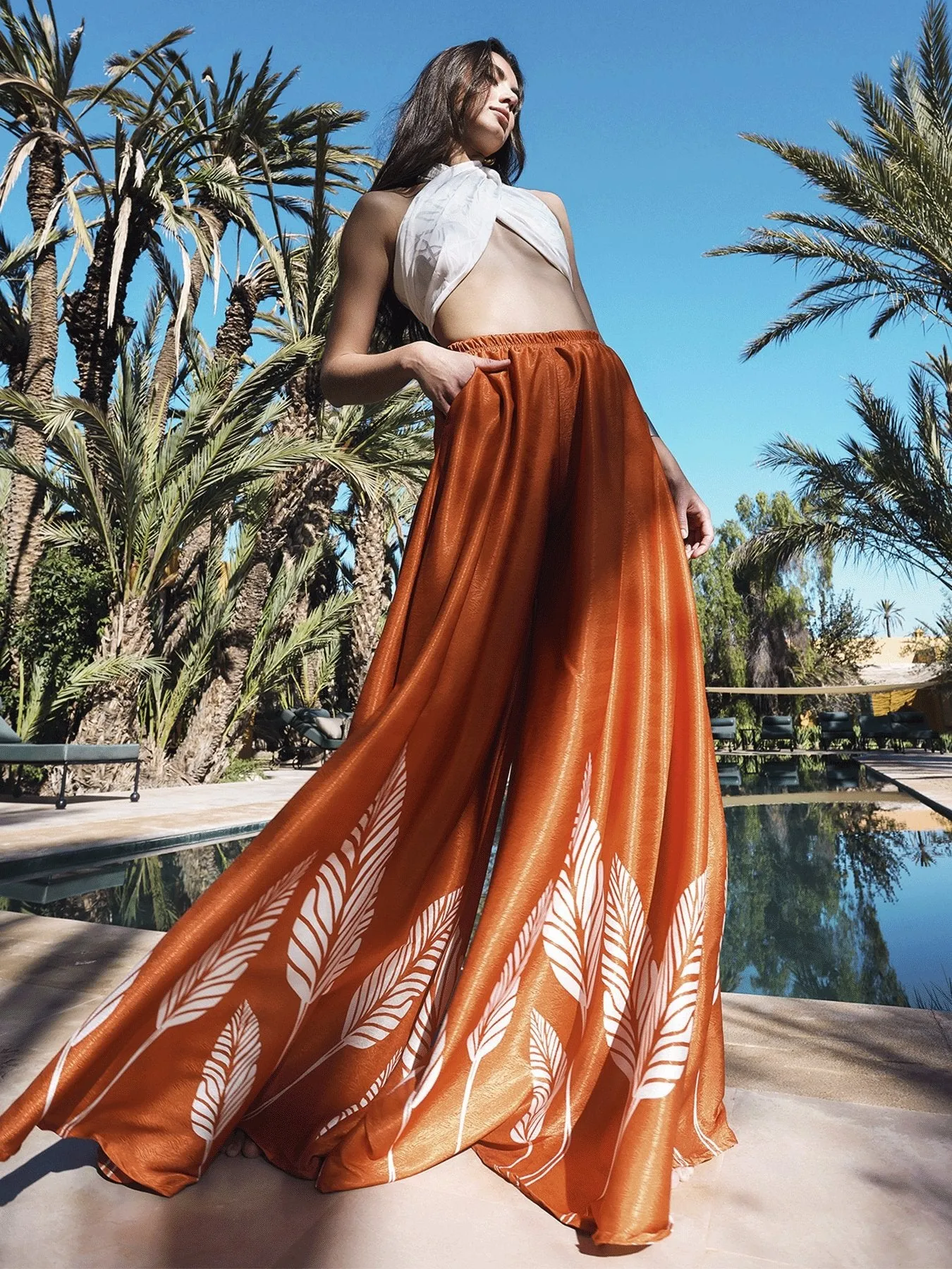 Vibrant Palms Orange Jant Pants - Stylish and Comfortable Summer Wear