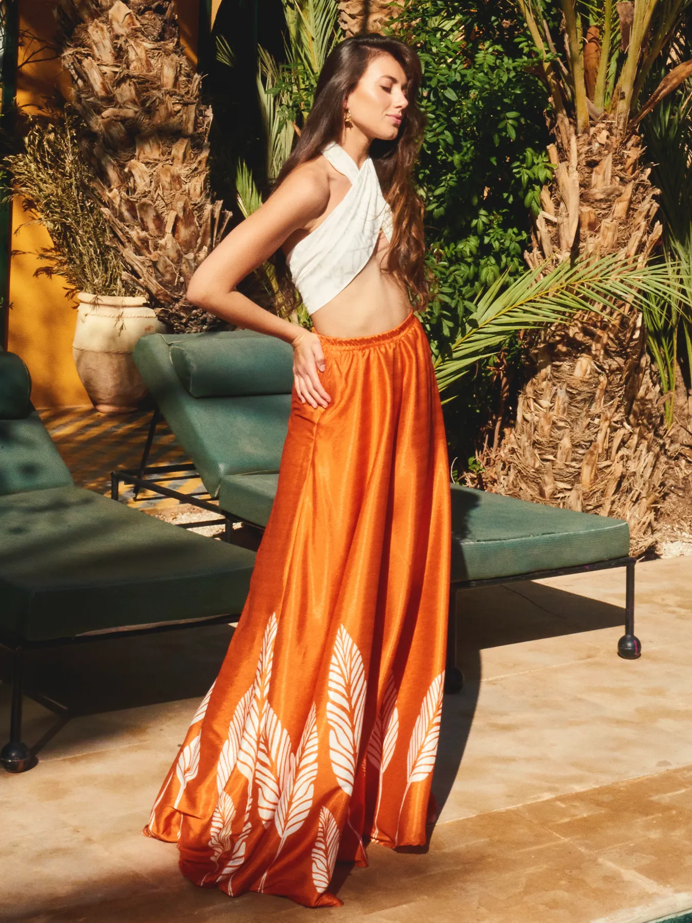 Vibrant Palms Orange Jant Pants - Stylish and Comfortable Summer Wear