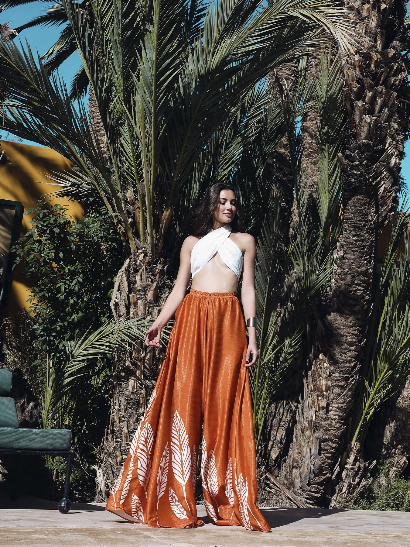 Vibrant Palms Orange Jant Pants - Stylish and Comfortable Summer Wear