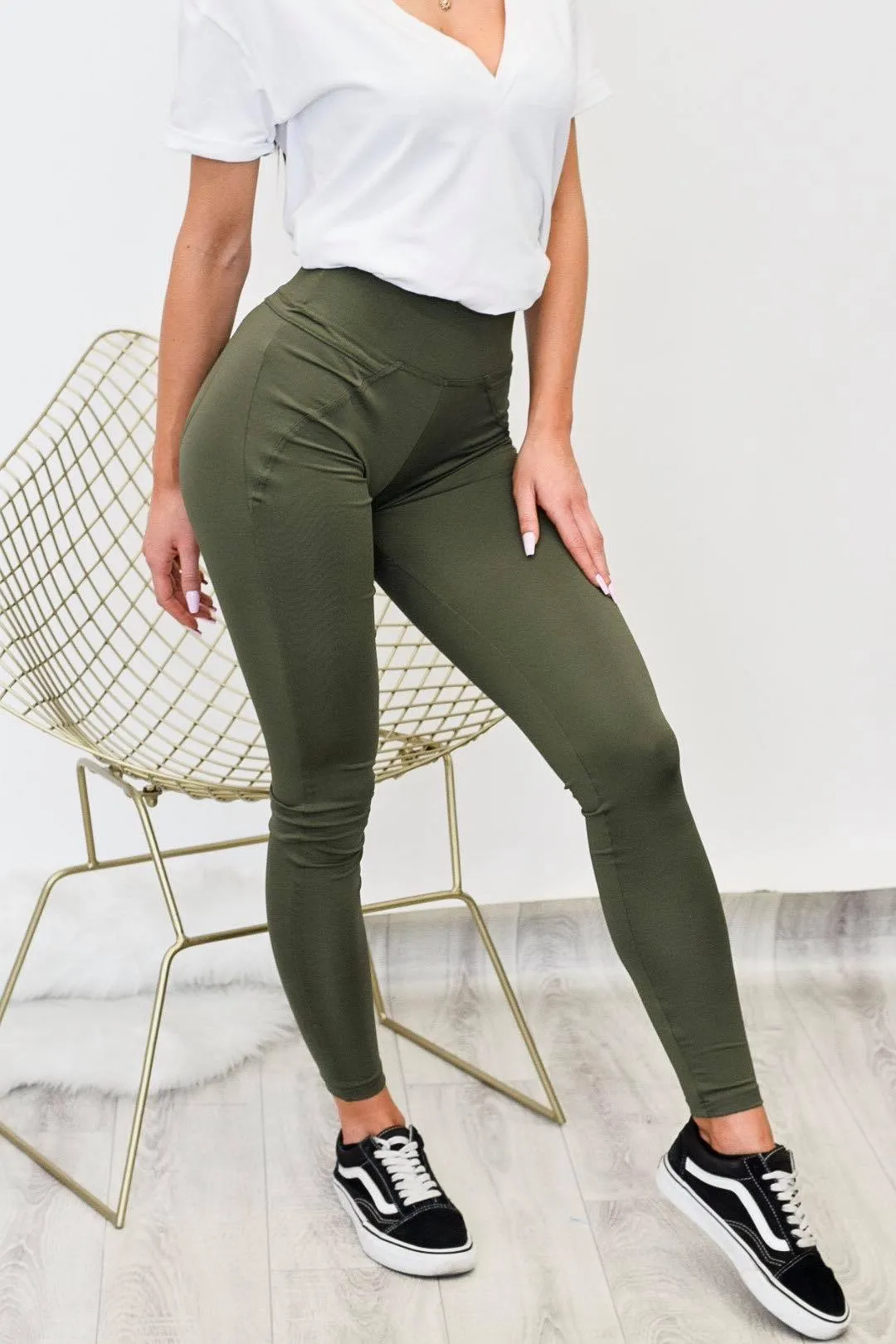 Legginsy PUSH UP - khaki