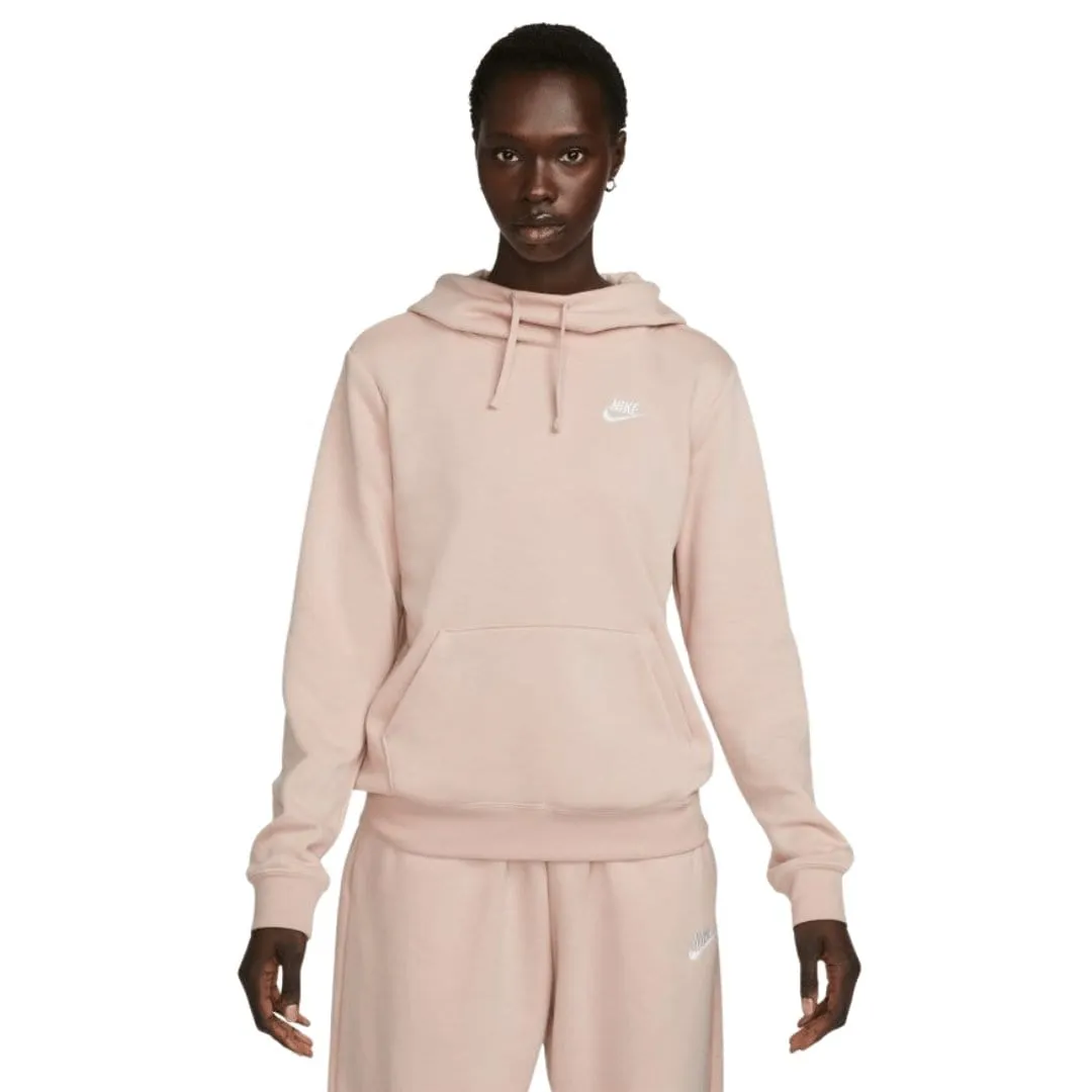 NIKE WOMEN'S SPORTSWEAR CLUB FLEECE PINK FUNNEL-NECK HOODIE