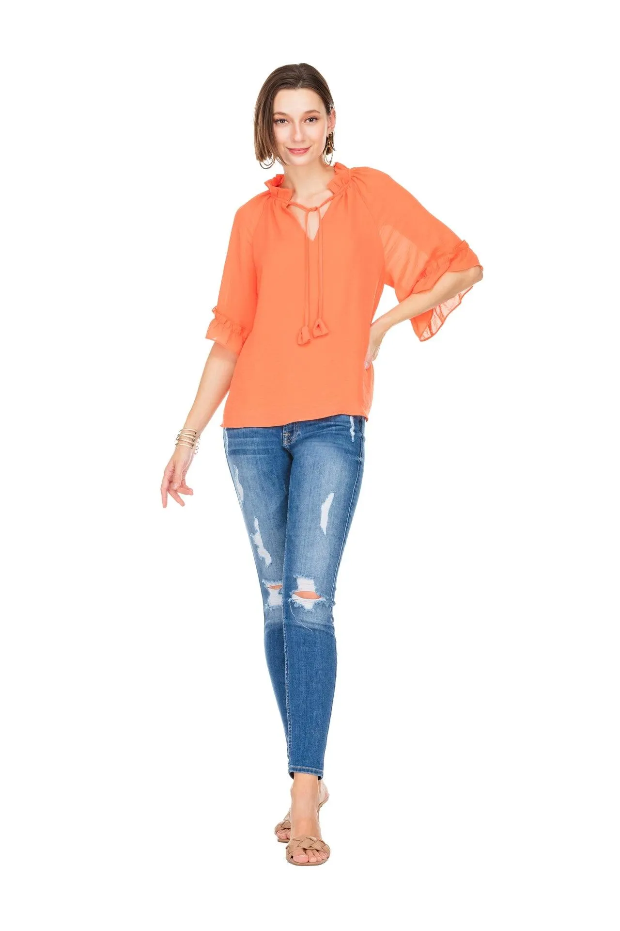 Orange Sheen Blouse